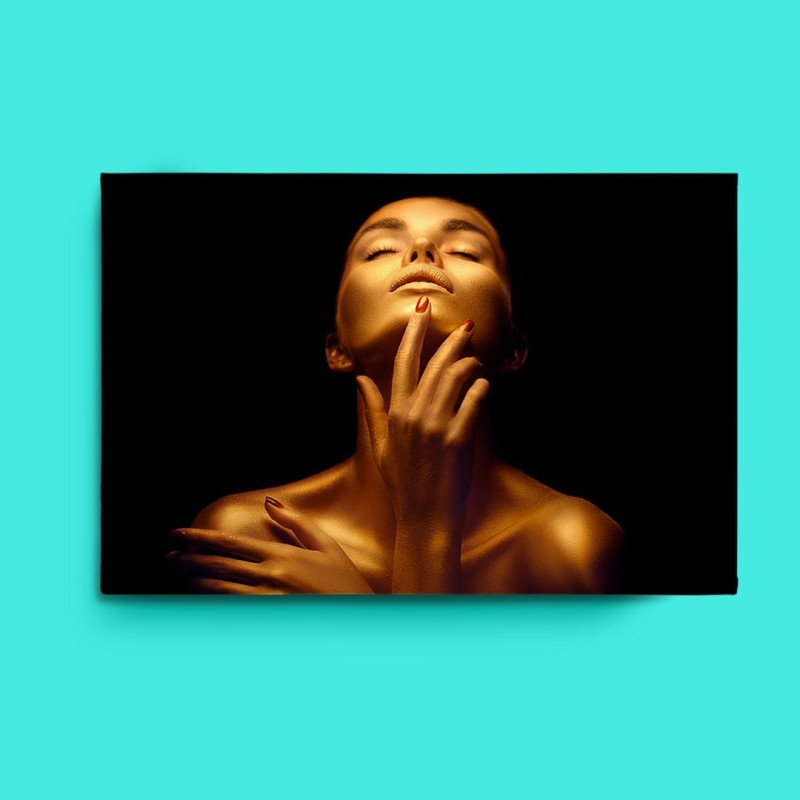 Tablou canvas orizontal "Bust dama auriu"