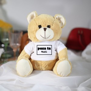 Urs teddy personalizat cu poza ta, 30x24 cm