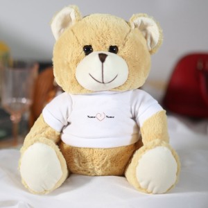 Urs teddy personalizat cu inima si 2 nume, 30x24 cm