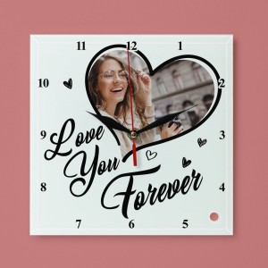 Ceas de perete patrat personalizat "Love you forever" si...
