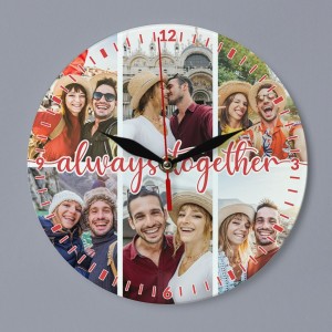 Ceas de perete rotund personalizat "Always together" si 6...