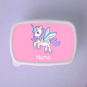 Lunch box cu grafica unicorn si nume