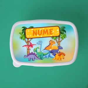 Lunch box personalizat cu dinozauri si nume