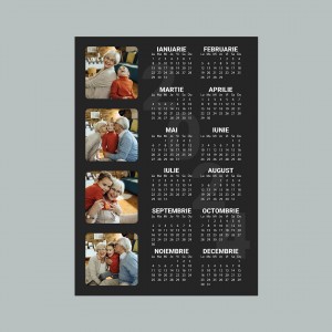 Calendar magnetic personalizat cu 4 poze si fundal negru