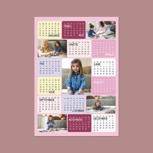 Calendar magnetic personalizat pentru fetite cu 5 poze