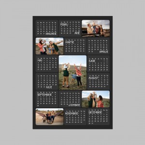 Calendar magnetic personalizat cu 5 poze si fundal negru