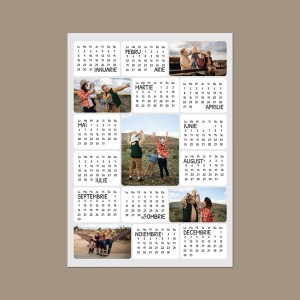 Calendar magnetic personalizat cu 5 poze si fundal alb