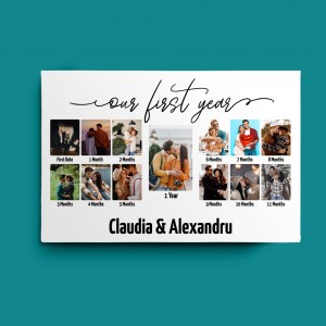 Tablou canvas personalizat "our first year", 12 poze si nume