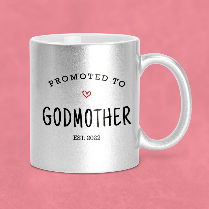 Cana sidefata personalizata cu "promoted to GodMother" si an