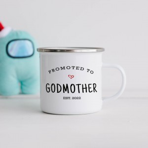 Cana emailata personalizata cu "promoted to GodMother" si an